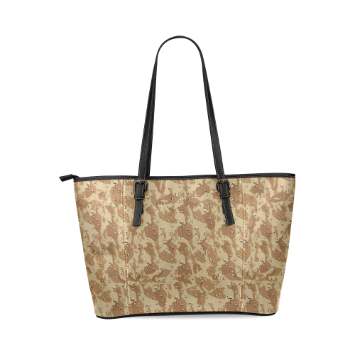 Desert Camouflage Pattern Leather Tote Bag/Large (Model 1640)