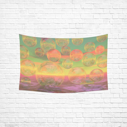 Autumn Ruminations, Abstract Gold Rose Glory Cotton Linen Wall Tapestry 60"x 40"