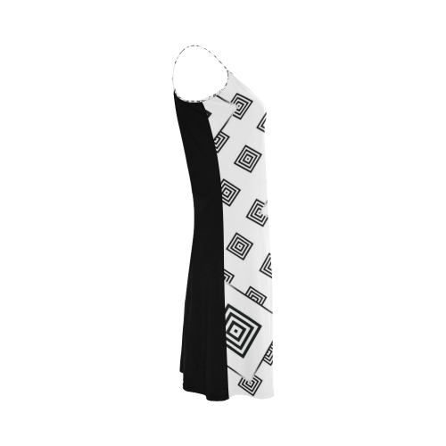 Solid Squares Frame Mosaic Black & White Alcestis Slip Dress (Model D05)