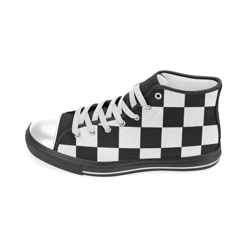 Chequered Chess Men’s Classic High Top Canvas Shoes (Model 017)