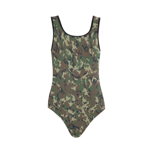 Forest Camouflage Pattern Vest One Piece Swimsuit (Model S04)