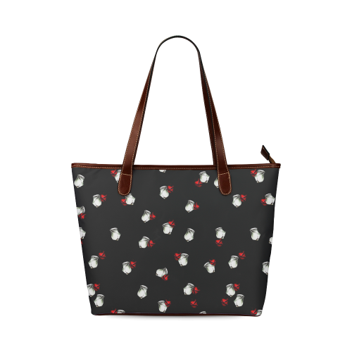 White and Red Roses Shoulder Tote Bag (Model 1646)