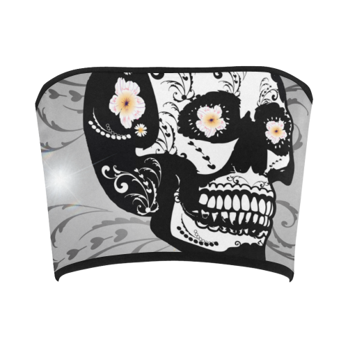 Wonderful sugar skull in black and white Bandeau Top