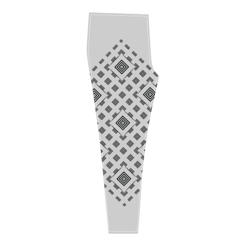 Solid Squares Frame Mosaic Black & White Cassandra Women's Leggings (Model L01)