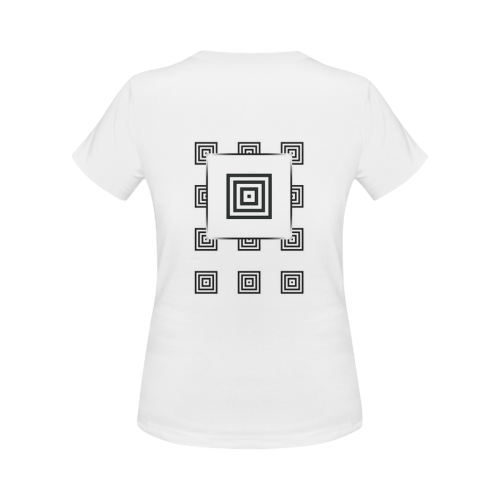 Solid Squares Frame Mosaic Black & White Women's Classic T-Shirt (Model T17）