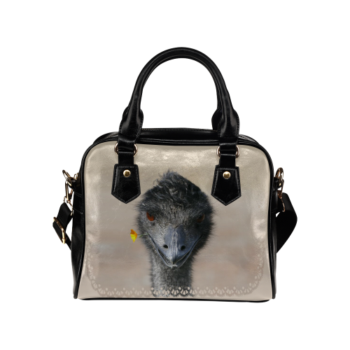Happy Emu with Flower Shoulder Handbag (Model 1634)
