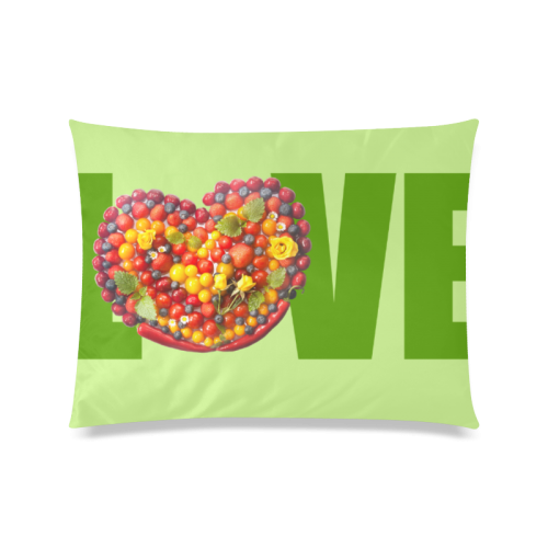 Vegan Love Vegetable Fruits Think Green Custom Zippered Pillow Case 20"x26"(Twin Sides)