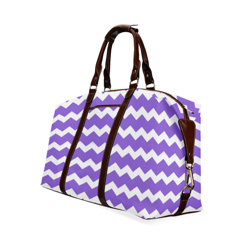 Modern Trendy Pastell Grey Lilac Zig Zag Pattern Chevron Classic Travel Bag (Model 1643)