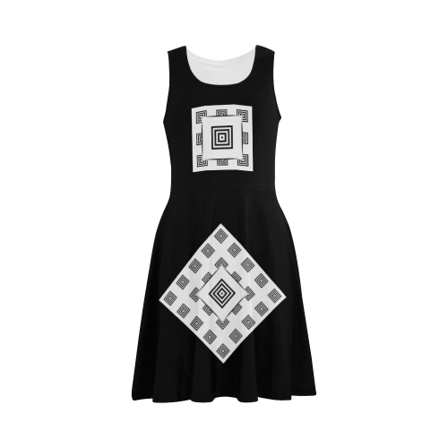 Solid Squares Frame Mosaic Black & White Atalanta Sundress (Model D04)
