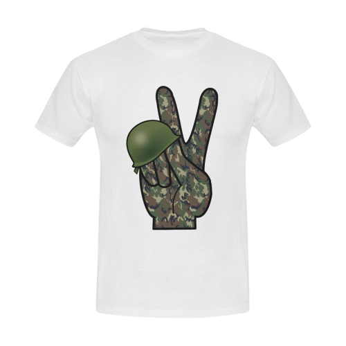 Forest Camouflage Peace Sign Men's Slim Fit T-shirt (Model T13)