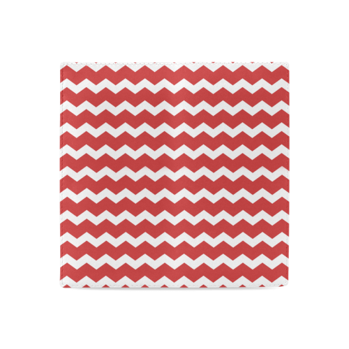 Modern Trendy Pastel Grey Red Zig Zag Pattern Chevron Women's Leather Wallet (Model 1611)