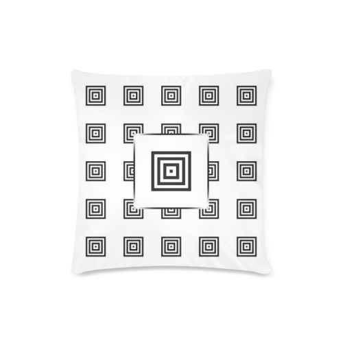 Solid Squares Frame Mosaic Black & White Custom Zippered Pillow Case 16"x16" (one side)