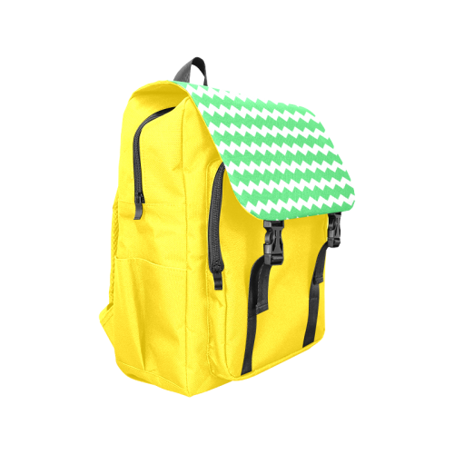 Modern Trendy Pastell Grey Green Yellow Zig Zag Pattern Chevron Casual Shoulders Backpack (Model 1623)