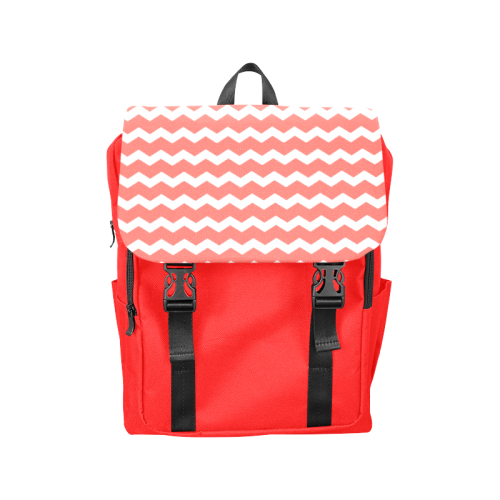 Modern Trendy Pastel Grey Red Zig Zag Pattern Chevron Casual Shoulders Backpack (Model 1623)