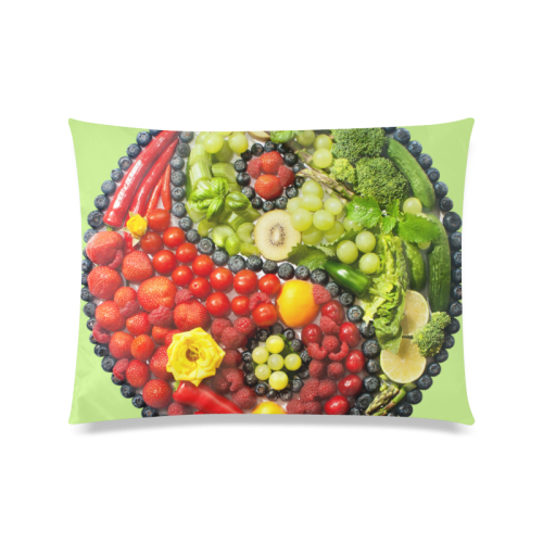 Yin Yang Vegan Fruits Vegetables Spirit Custom Zippered Pillow Case 20"x26"(Twin Sides)