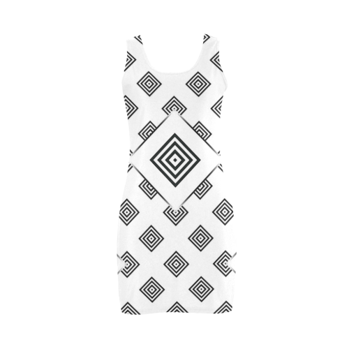 Solid Squares Frame Mosaic Black & White Medea Vest Dress (Model D06)