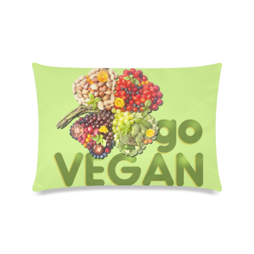Vegan Clover Vegetable Fruits Think Green Custom Zippered Pillow Case 16"x24"(Twin Sides)