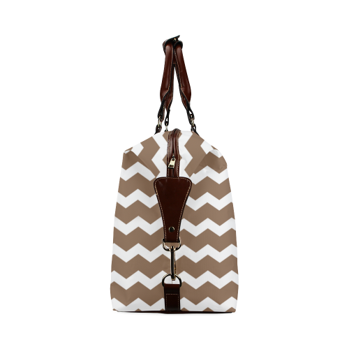 Modern Trendy Pastel Grey Brown Zig Zag Pattern Chevron Classic Travel Bag (Model 1643)