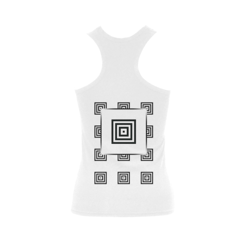 Solid Squares Frame Mosaic Black & White Women's Shoulder-Free Tank Top (Model T35)