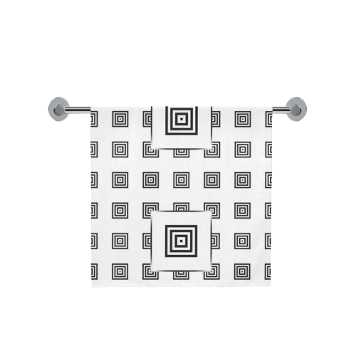 Solid Squares Frame Mosaic Black & White Bath Towel 30"x56"