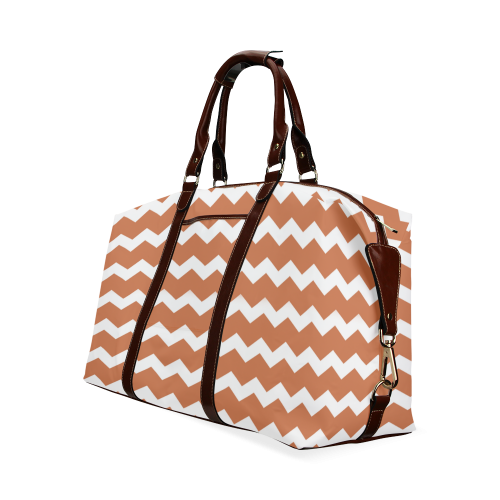 Modern Trendy Pastell Grey Ocker Zig Zag Pattern Chevron Classic Travel Bag (Model 1643)