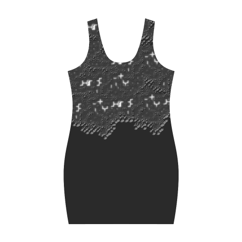Black white textured Medea Vest Dress (Model D06)
