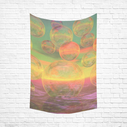 Autumn Ruminations, Abstract Gold Rose Glory Cotton Linen Wall Tapestry 60"x 90"