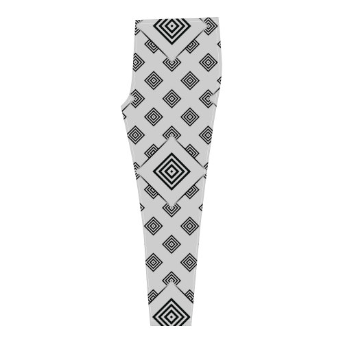 Solid Squares Frame Mosaic Black & White Cassandra Women's Leggings (Model L01)