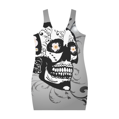 Wonderful sugar skull in black and white Medea Vest Dress (Model D06)