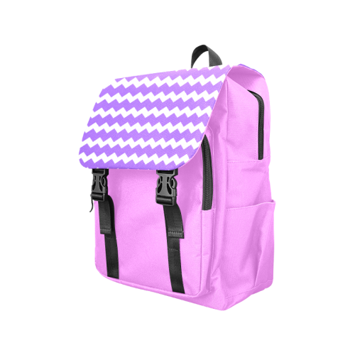 Modern Trendy Pastel Grey Pink Zig Zag Pattern Chevron Casual Shoulders Backpack (Model 1623)