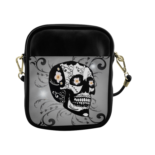 Wonderful sugar skull in black and white Sling Bag (Model 1627)