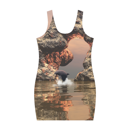 Dolphin in the sunset Medea Vest Dress (Model D06)