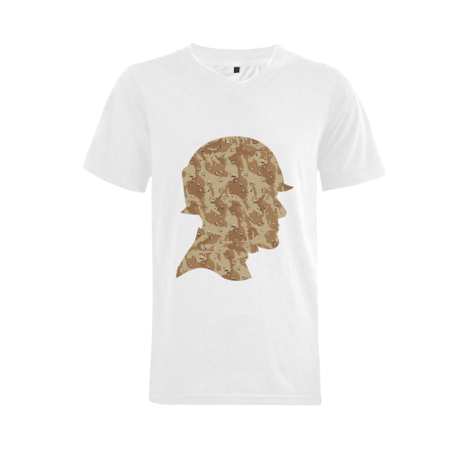 Desert Camouflage  Soldier Men's V-Neck T-shirt (USA Size) (Model T10)