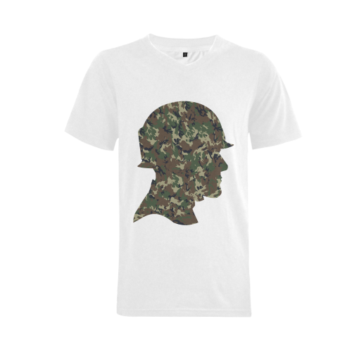 Forest Camouflage Soldier Men's V-Neck T-shirt (USA Size) (Model T10)