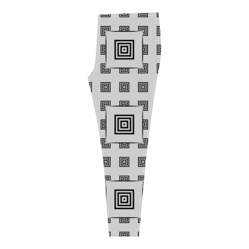 Solid Squares Frame Mosaic Black & White Cassandra Women's Leggings (Model L01)