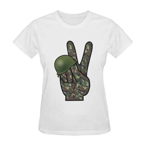 Forest Camouflage Peace Sign Sunny Women's T-shirt (Model T05)