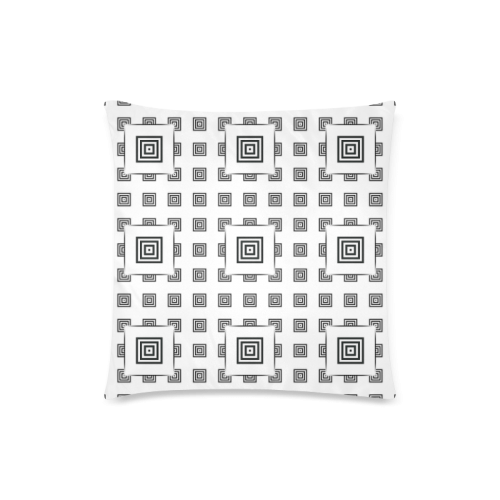 Solid Squares Frame Mosaic Black & White Custom Zippered Pillow Case 18"x18" (one side)