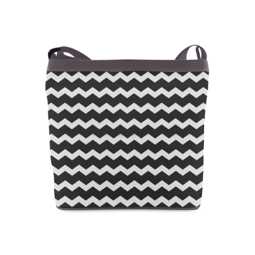 Modern Trendy Pastel Grey Black Zig Zag Pattern Chevron Crossbody Bags (Model 1613)