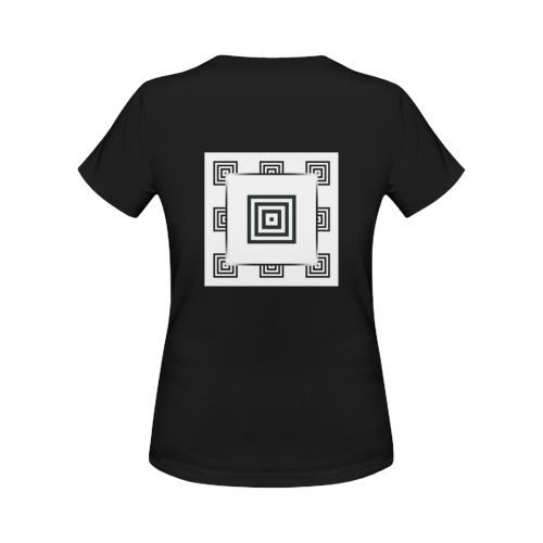 Solid Squares Frame Mosaic Black & White Women's Classic T-Shirt (Model T17）