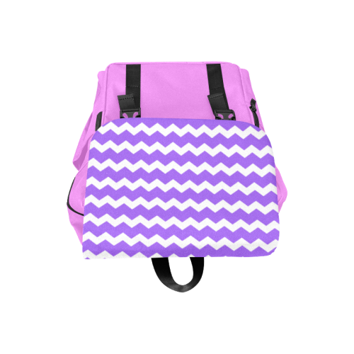 Modern Trendy Pastel Grey Pink Zig Zag Pattern Chevron Casual Shoulders Backpack (Model 1623)