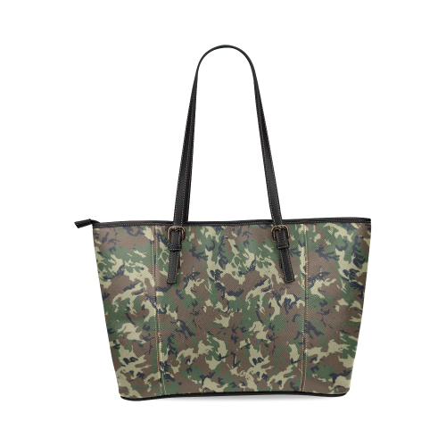 Forest Camouflage Pattern Leather Tote Bag/Small (Model 1640)