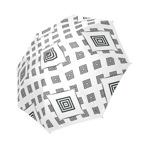 Solid Squares Frame Mosaic Black & White Foldable Umbrella (Model U01)