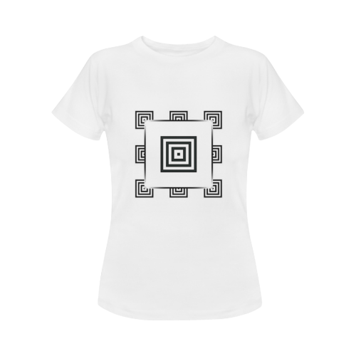 Solid Squares Frame Mosaic Black & White Women's Classic T-Shirt (Model T17）