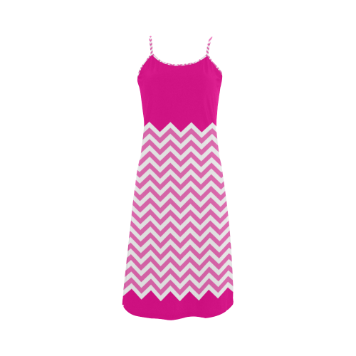 HIPSTER zigzag chevron pattern white Alcestis Slip Dress (Model D05)
