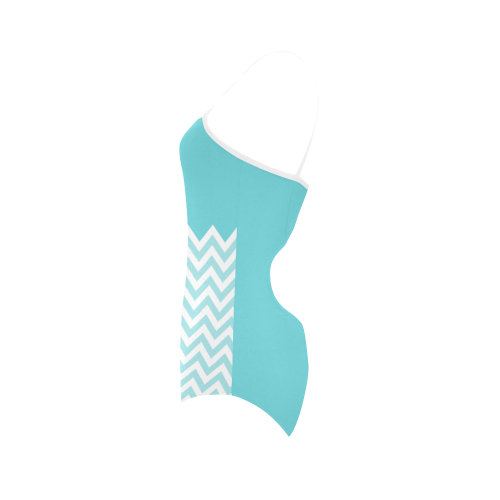 HIPSTER zigzag chevron pattern white Strap Swimsuit ( Model S05)