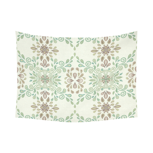 Green ornaments Cotton Linen Wall Tapestry 80"x 60"