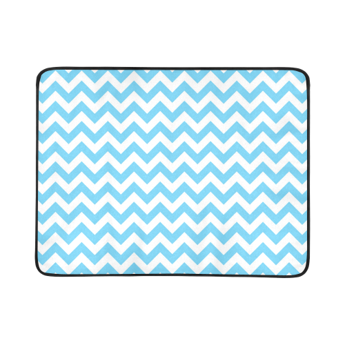 Bright Blue and white zigzag chevron Beach Mat 78"x 60"