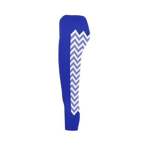 HIPSTER zigzag chevron pattern white Capri Legging (Model L02)