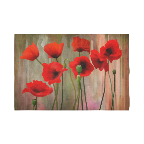 Poppies Cotton Linen Wall Tapestry 90"x 60"