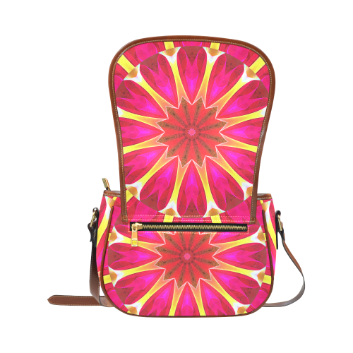 Cherry Daffodil Abstract Modern Pink Flowers Zen Saddle Bag/Large (Model 1649)